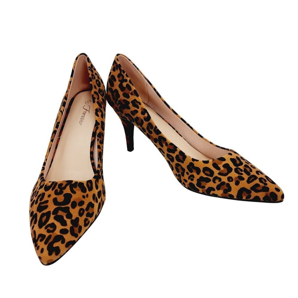 Leopard Print Pointed Toe Stiletto high  Heels Size 10 By Forever animal print - Picture 9 of 14